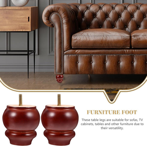 2pcs 8cm Cabilock Solid Wooden Furniture Legs Sofa Feet Cabinet Chair Feet Screw-on Replacement for Living Room Tables