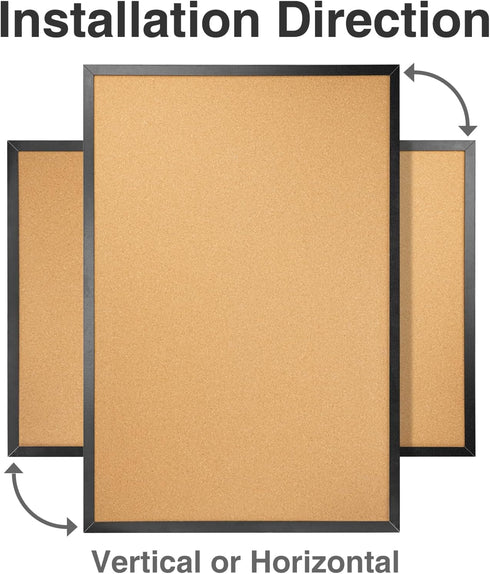 OWLKELA 24'' x 36'' Cork Board Bulletin Board, Black Framed Corkboard, Decorative Hanging Pin Board