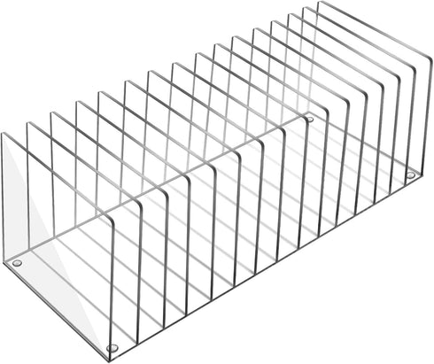 Ctosree Acrylic File Organizer for Desk, Vertical File Holder with 15 Compartments, Desktop Mail Organizer for Home