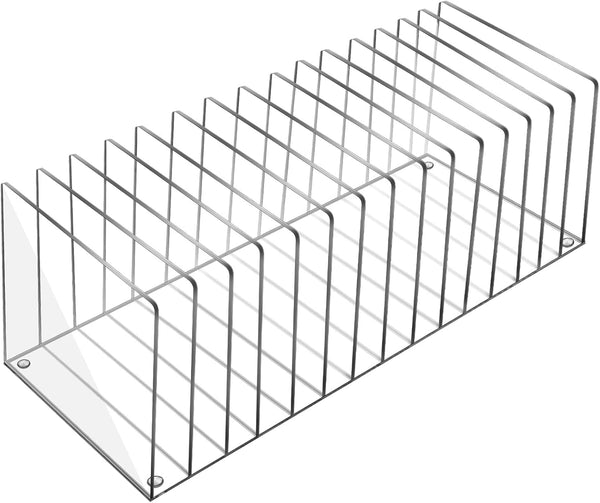 Ctosree Acrylic File Organizer for Desk, Vertical File Holder with 15 Compartments, Desktop Mail Organizer for Home