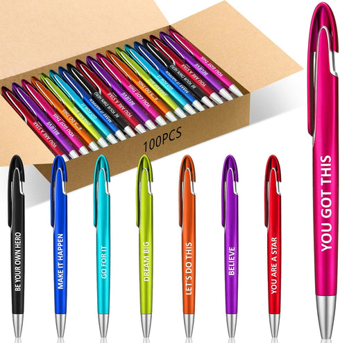 Lincia 100 Pcs Positive Theme Ballpoint Pens, Bulk Quotes Pens with Black Ink, Inspiration Gifts for Graduation