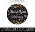 Black and Gold 30th Birthday Thank You Stickers - 1.75 in - 40 Labels
