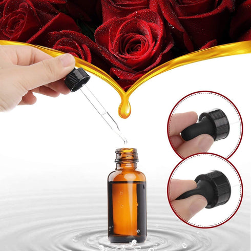 Yesker Amber Glass Bottles for Essential Oils with Glass Eye Dropper 30 ml (1oz) for Essential Oils, Chemistry Lab Chemicals, Colognes & Perfumes (12 pack) by Yesker