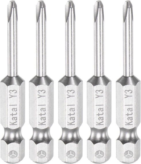 5pcs Y3 Tri-point Screwdriver Bit, 1/4" Hex Shank 2" Length Magnetic Y Type Power Tool