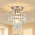 Crystal Ceiling Chandelier,Mini Chandelier Light Fixture with K9 Crystals,Brushed Nickel Finish for