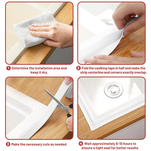 Caulk Tape, 1 Roll Self Adhesive Waterproof Strip, Caulking Sealant Tape for Kitchen, Bathroom, Sink, Shower (1.5" x