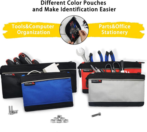 Small Tool Pouches with Zipper, Waterproof 1680D Tool Bags for Men, 4 Pack Organizer