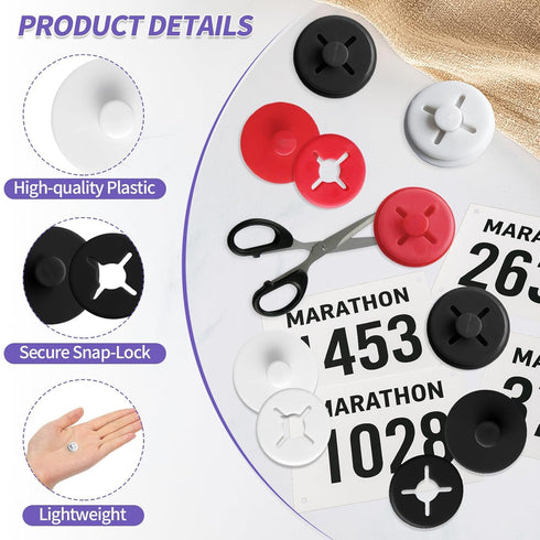 Amzlysdok 12PCS Running Bib Clips,Race Bib Clips for Runners, Number Buckle Fixing System, No-Pin Bib Holder