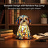Generic 6.3inch Rainbows Pup Lamp Stained Glass Resin Dog Table Lamp, USB Powered LED Night Light for Bedroom, Desk