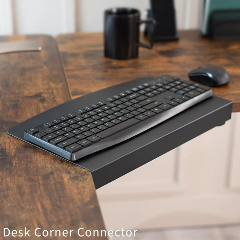 VIVO Clamp-on 17 inch Corner Desk Connector Platform for L-Shaped Workstations, Black