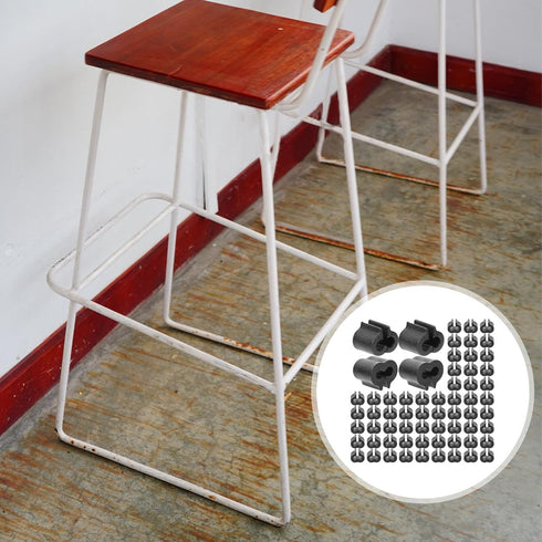 100 Pack of Black Non-Slip Chair Leg Covers - Triple Clip Connector for Furniture Protection