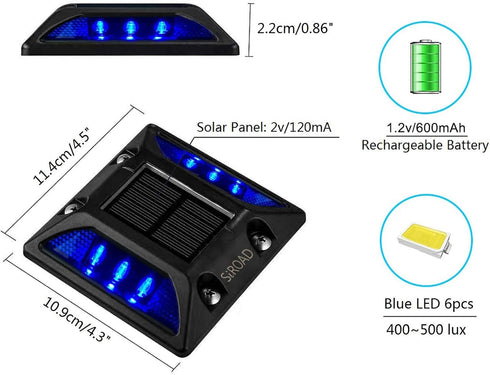 Solar Driveway Deck Light IP68 Waterproof Outdoor Reflectors Driveway Blue LED Light for Dock Walkway Lane Porch Patio Pathway Garden Yard Road Markers (Blue, 1 Pack) by SIROAD