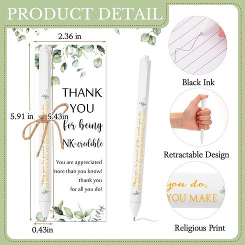Fulmoon 50 Sets Employee Appreciation Gifts Bulk Includes Thank You May You Be Proud Sign Ballpoint Pens Green Leaves Greeting Cards with Twine for Teacher Office Staff Coworker Baby Shower Favors by Fulmoon