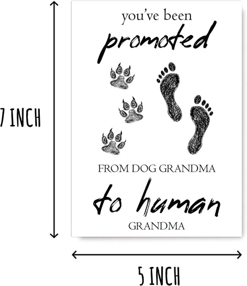 EdgarGifts 5 7 inches You've Been Promoted Card - Dog Grandma To Human Grandma Card - Grandma Card - Pregnancy Card