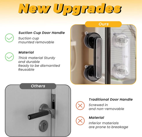Huakaile 2 Pieces Transparent Suction Cup Handle for Sliding Glass Door, Hole-Free Waterproof Suction Grab Bars