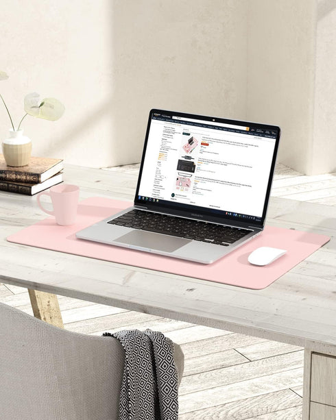 Non-Slip Desk Pad, Waterproof PVC Leather Table Protector, Ultra Thin Large Blotter for Office Work/Home (Pink)