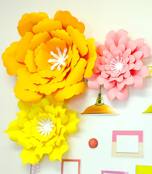 Carson Dellosa 3D Flower Bulletin Board Decorations - Orange, Yellow, Pink Paper Flowers