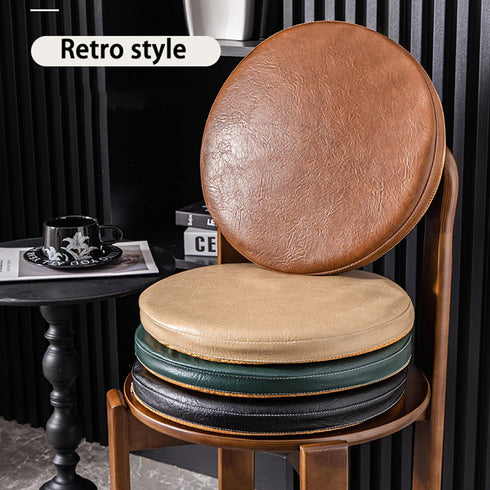 FANGMING 12" 14" 16" Pillow(G,35x35cm/14x14in 2pcs) PU Leather Round Chair Cushion Memory Foam Waterproof Stool