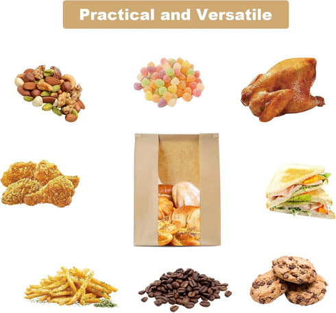 30 Pack Bread Bags for Homemade Bread Sourdough Bread Bags with Tin Strip Large Bakery Bags with Window Paper Bread