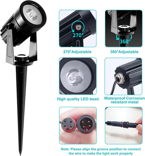 IP65 2-IN-1 T-SUNUS RGB Solar Spot Lights Christmas, Metal Color Changing Landscape Spotlights Waterproof Spotlight