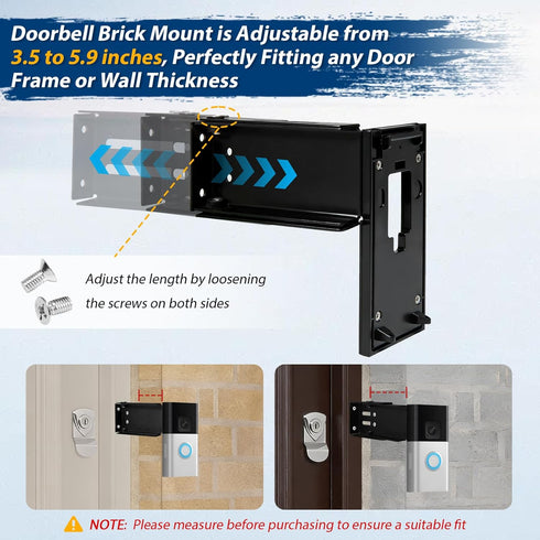 DNSbabi Ring(2nd 2020 3.5" 5.9", Stainless Steel Doorbell Mount for Gen - Release), Doorbell Extender Mount, Adjustable