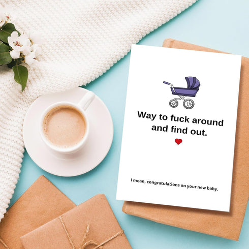 Naixiwen Funny Baby Shower Card for Girl Boy, Lovely New Baby Congratulations Card, Congrats on Pregnancy Card for New