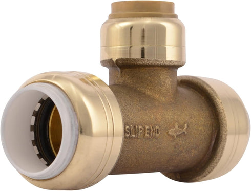 SharkBite 1/2 Inch PVC Slip Tee, Push To Connect Brass Plumbing Fitting, UIP364A
