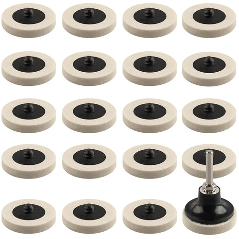 Rocaris 20 Pcs 2 Inch Compressed Wool Fabric Disc Polishing Buffing Pads with 1/4" Shank for Cleaning Projects
