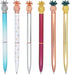 Gullor 6 Pieces Pineapple Pens, Bling Metal Ballpoint Pens for School Office Supplies, 1.0 mm Black Ink