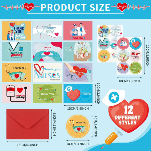 Motiskyy 72 Pack 72 Pack 72 4 6 Inch Nurse Doctors Thank You Appreciation Cards Bulk and Colorful Envelopes Pcs