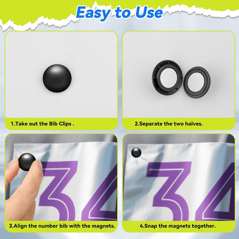 8 Pairs Magnetic Race Bib Clips,Running Bib Clips-Safety Lock Fasteners- Bib Magnets Race Bib Holder for Marathon