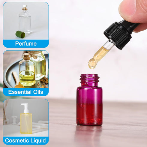 PATIKIL 15ml Glass Dropper Bottle, 2Pcs Leakproof Essential Oils Sample Container with Eye Dropper & 6 Labels