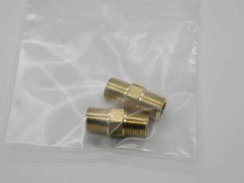 Brass Hex Nipple, 1/8" Male x 1/8" Male NPT, 2 Pack for Plumbing and Fittings