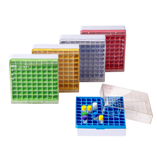 2in 81-Well PC Lab Freezer Box, Cryogenic Storage Box, Assorted Colors Microtube Storage Box, 5 Pcs/Pack