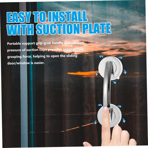 2pcs Portable Suction Handle Bars for Bathroom Strong Grip for Seniors Non-Porous Surface for Shower Bathtub and Glass