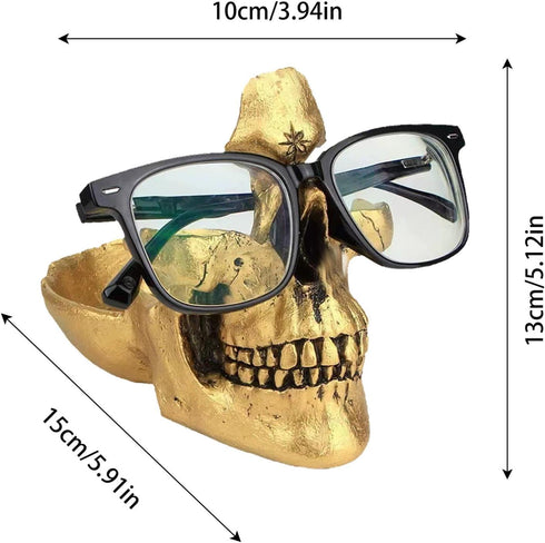 sgmedila Skull Glasses Stand, Creative Eyeglasses Rack, Sunglasses Spectacle Display, Key Holder Resin Sculptures