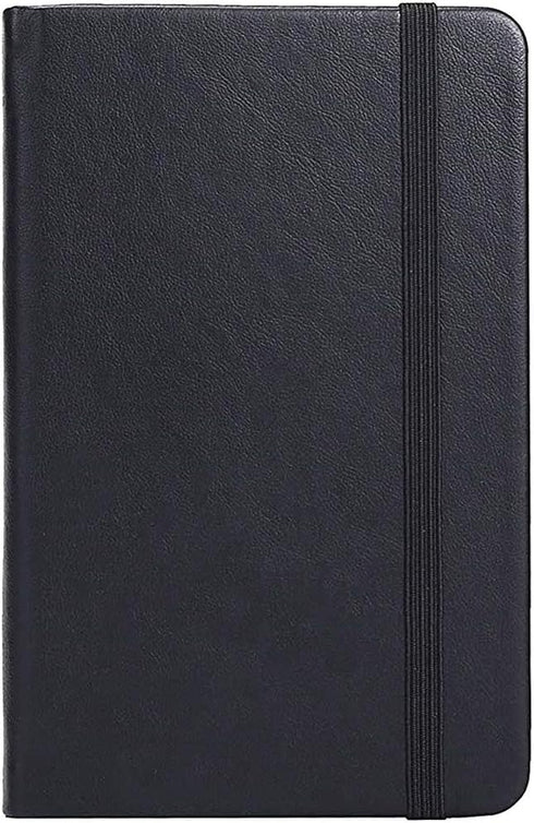 ZZTX Small Pocket Notebook: 3.5" x 5.5" Hardcover Lined Paper Mini Notepad with Black Leather Sketchbook