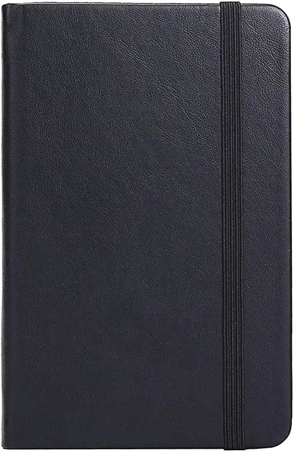 ZZTX Small Pocket Notebook: 3.5" x 5.5" Hardcover Lined Paper Mini Notepad with Black Leather Sketchbook