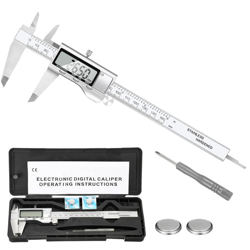 Digital Caliper Measuring Tool, Stainless Steel Vernier Caliper with Large LCD Screen, Easy Switch