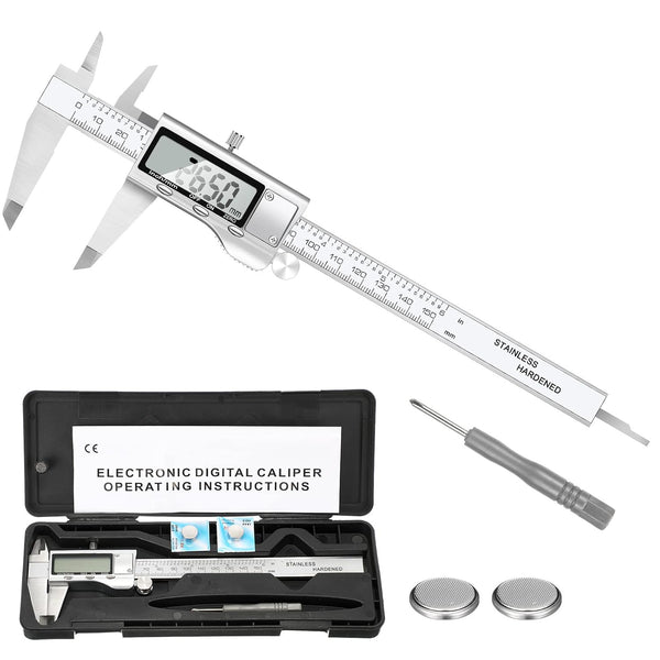 Digital Caliper Measuring Tool, Stainless Steel Vernier Caliper with Large LCD Screen, Easy Switch