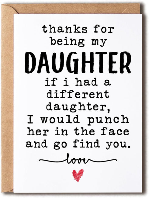 NTVShop Thank You Card - For Being My Daughter Card - Funny Birthday