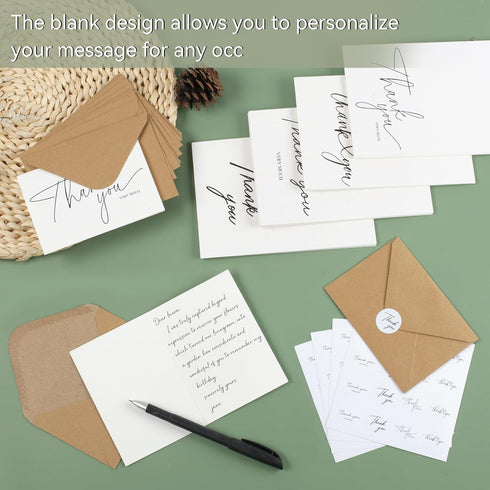 AZUREAL 52-Pack, 3.5x5 Inches Set Thank You Cards with Envelopes Minimalist Design Thank You Notes with Envelopes