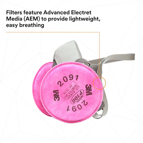 3M 6391, P100, 2091 Half Facepiece Reusable Respirator Assembly Kit Size Large, Lightweight, Comfortable, Easy