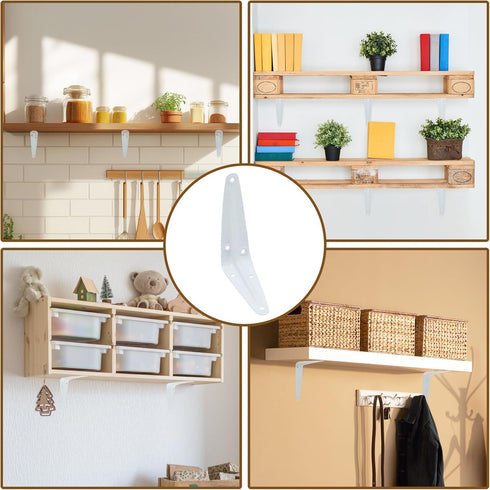 Mormchlots 24Pcs 4 3 Inch x White Shelf Brackets, Heavy-Duty Metal Steel Corner L Brackets for Shelves Shelf