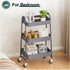 Generic 3 Tier Rolling Cart, Metal Utility Cart with Wheels, Lockable Storage Organizer for Kitchen, Bathroom, Living