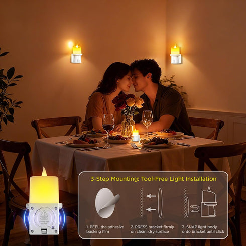 FriutShine 2 Pack) Flameless Candles Night Light with Flickering Flame, Battery Operated LED Night Light, Magnetic