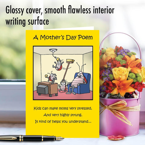 NobleWorks - Happy Mother's Day Card with Funny Cartoon Humor and Envelope, Moms Day Poem 0045