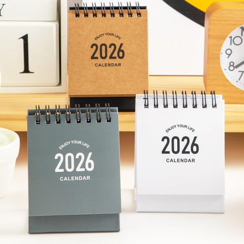 Mini Desk Calendar 2025-2026, Small Desktop Calendar from July 2025 to Dec 2026, Thick Paper with Stickers (Mini Grey)