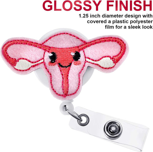 Zonon 5 Pcs Uterus Badge Reel - Cute Nursing Name Badge Holder with Alligator Clip for OBGYN