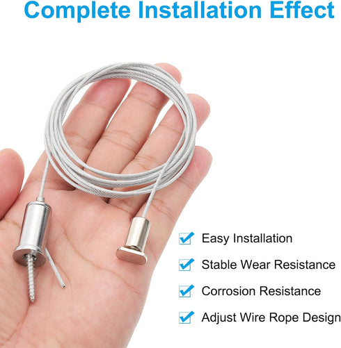 2m/6.6ft 4 Set 1 PATIKIL Ceiling Hanging Wire Cable Kit, Adjustable Light Suspend Cable Kit Panel Hanging Rope Clamp